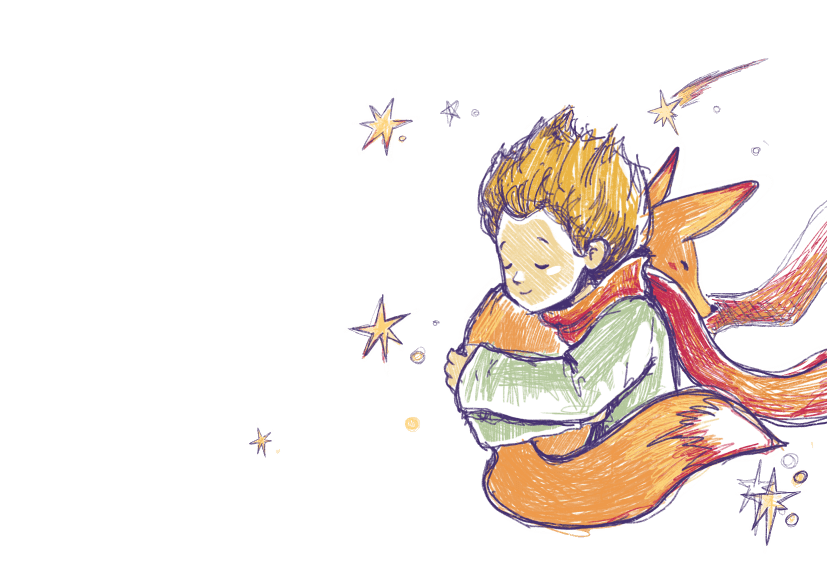 background image little prince with fox